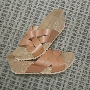 Leather wedge sandals. Sze 8.5